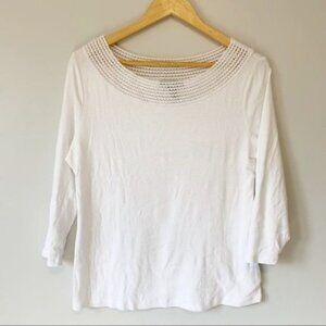 Ralph Lauren white cotton blouse boat neckline XL Size